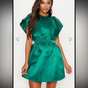 Elegant Green Satin Dress